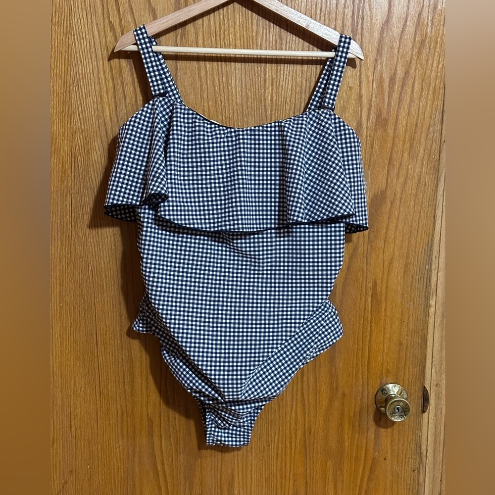 Kona Sol NWT ruffle gingham print sz 20W one piece swimsuit